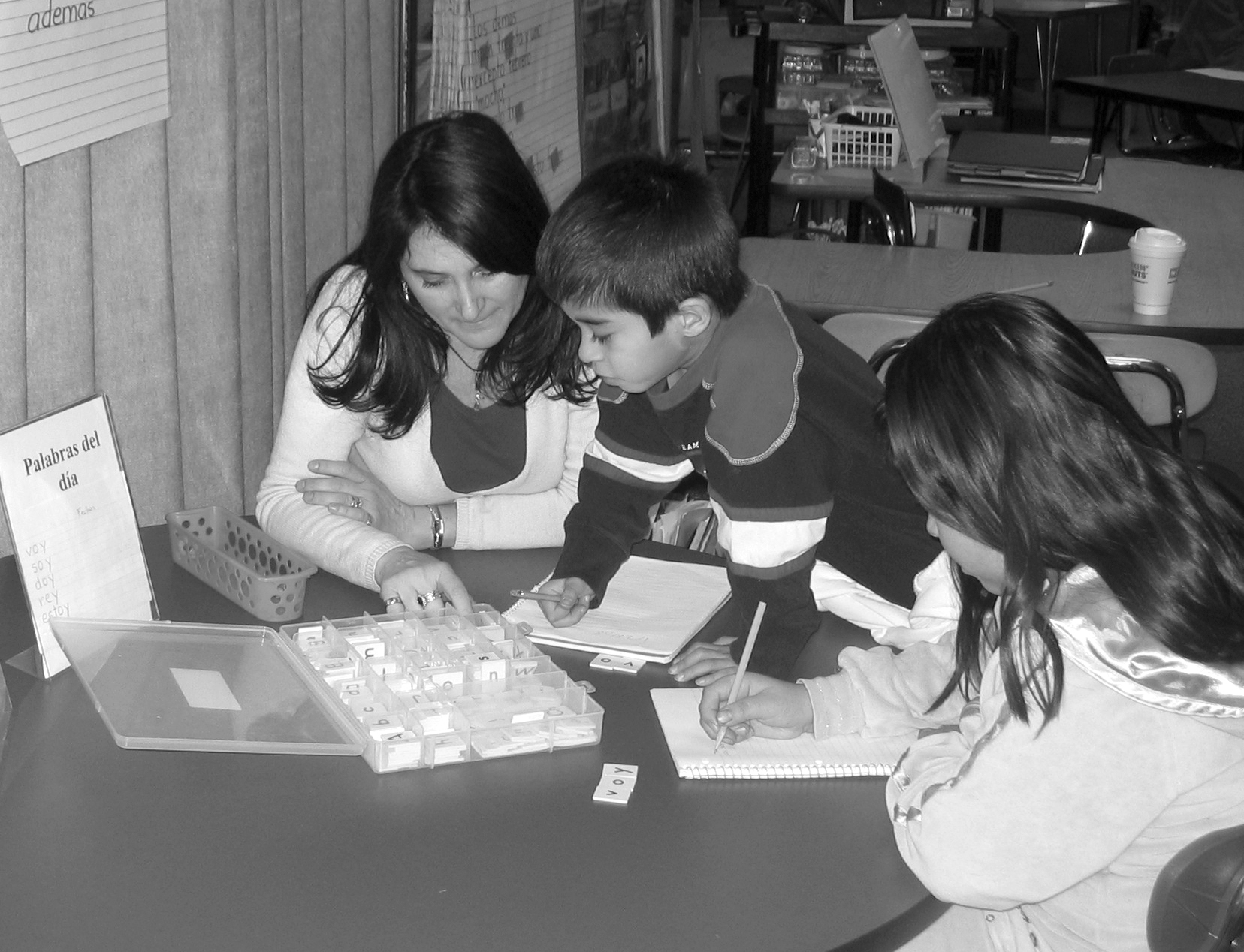 Second grade children from the Barbieri Two Way Program during a language arts class 